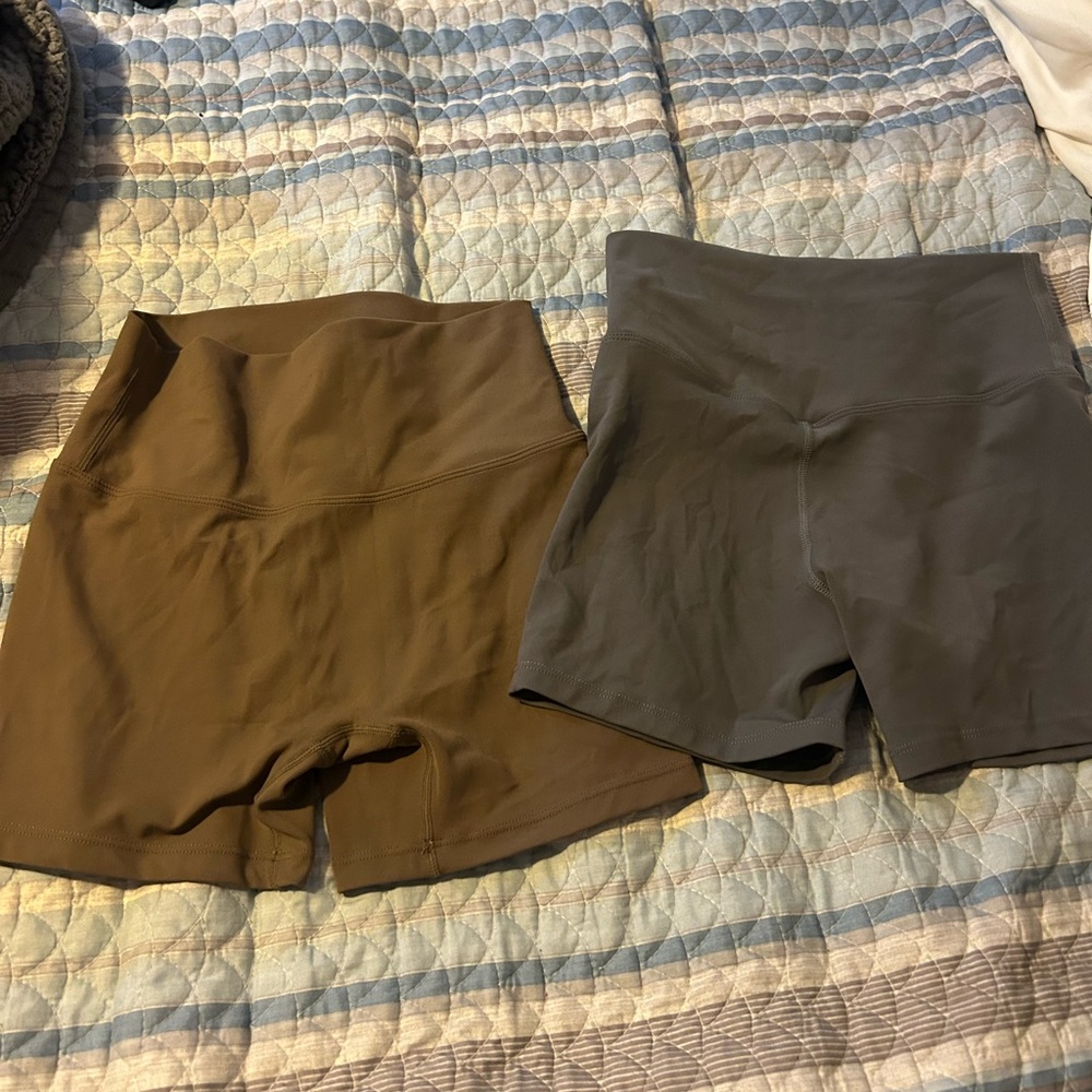 Women's High-Waisted Shorts - Brown and Gray